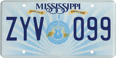MS license plate ZYV099