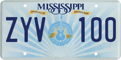MS license plate ZYV100