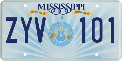 MS license plate ZYV101