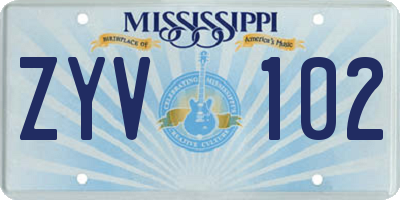 MS license plate ZYV102
