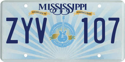 MS license plate ZYV107