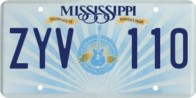 MS license plate ZYV110