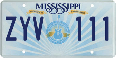 MS license plate ZYV111