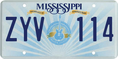 MS license plate ZYV114