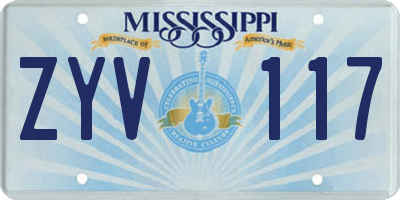 MS license plate ZYV117