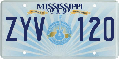 MS license plate ZYV120