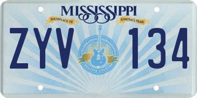 MS license plate ZYV134