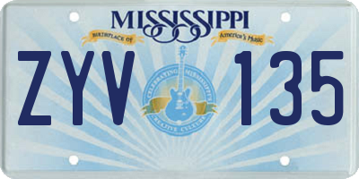 MS license plate ZYV135