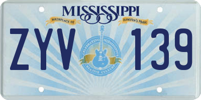 MS license plate ZYV139
