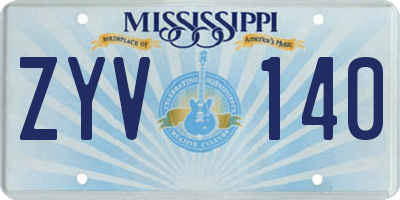 MS license plate ZYV140