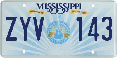 MS license plate ZYV143