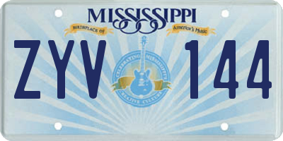 MS license plate ZYV144