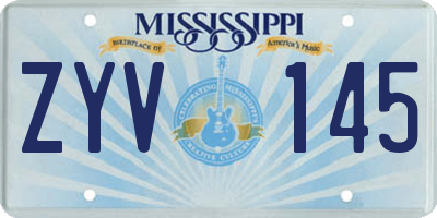 MS license plate ZYV145