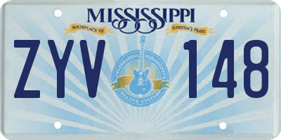 MS license plate ZYV148