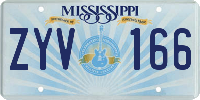 MS license plate ZYV166
