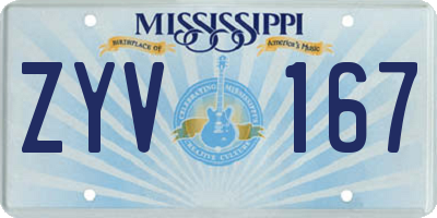 MS license plate ZYV167