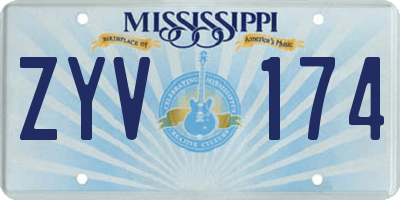 MS license plate ZYV174