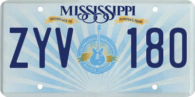 MS license plate ZYV180