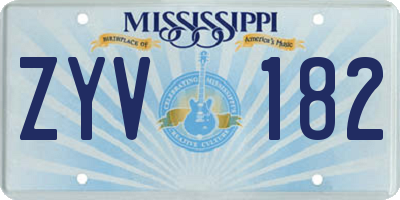 MS license plate ZYV182