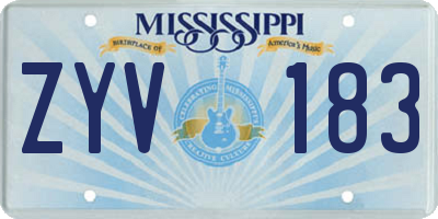 MS license plate ZYV183