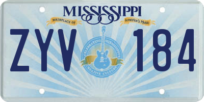 MS license plate ZYV184