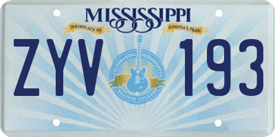 MS license plate ZYV193