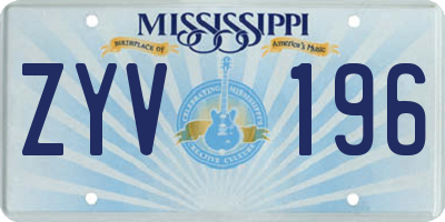 MS license plate ZYV196