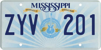 MS license plate ZYV201