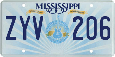 MS license plate ZYV206