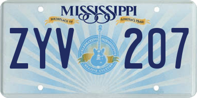 MS license plate ZYV207