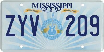 MS license plate ZYV209