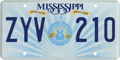 MS license plate ZYV210
