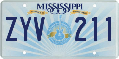 MS license plate ZYV211