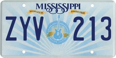 MS license plate ZYV213