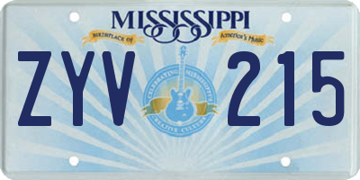 MS license plate ZYV215