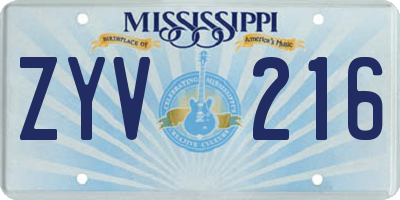 MS license plate ZYV216