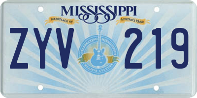 MS license plate ZYV219