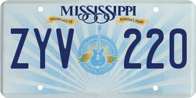 MS license plate ZYV220