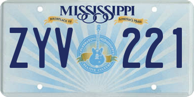 MS license plate ZYV221