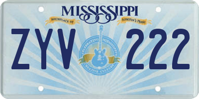 MS license plate ZYV222