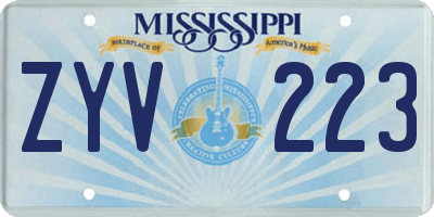 MS license plate ZYV223