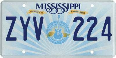 MS license plate ZYV224