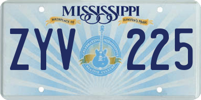 MS license plate ZYV225