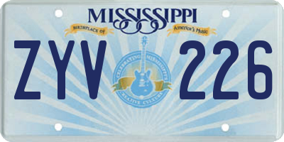 MS license plate ZYV226