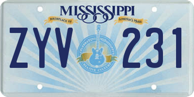 MS license plate ZYV231