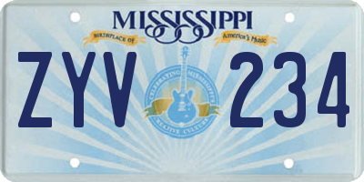 MS license plate ZYV234