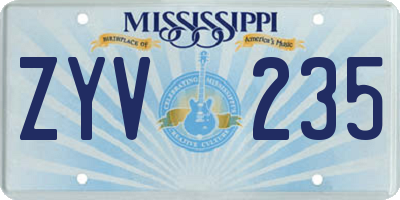 MS license plate ZYV235