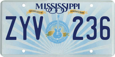 MS license plate ZYV236
