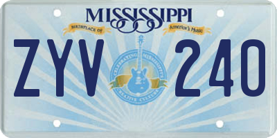 MS license plate ZYV240