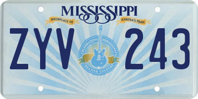 MS license plate ZYV243